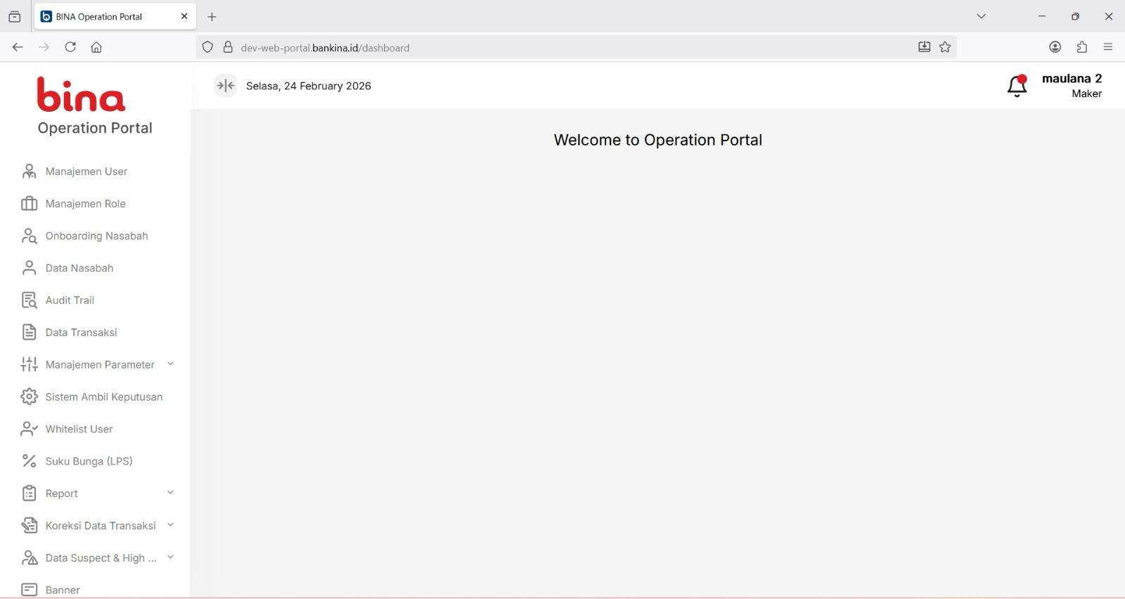 Binadigital Operation Portal project screenshot