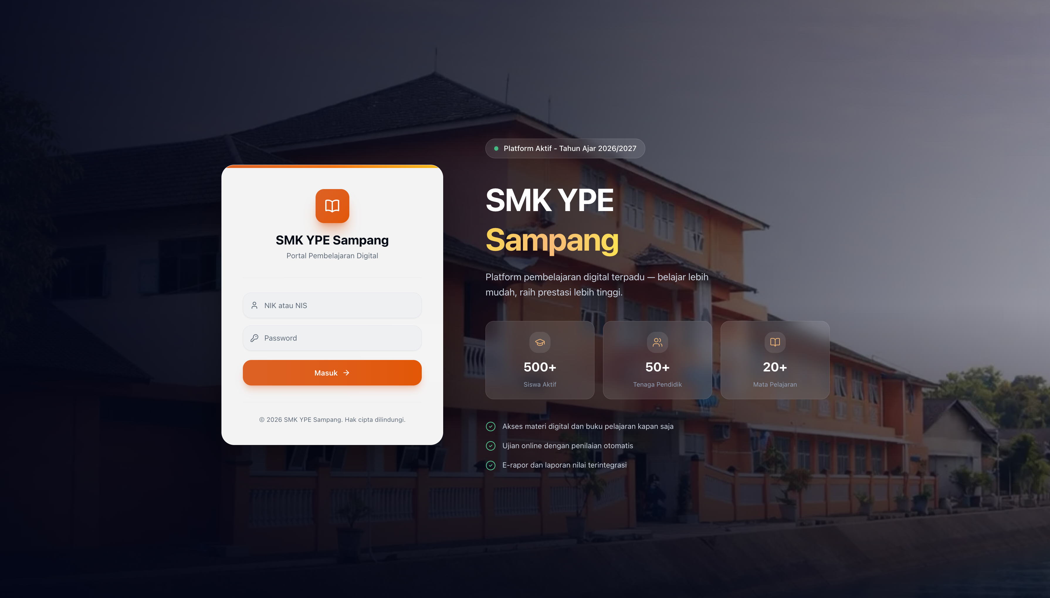 LMS SMK YPE Sampang project screenshot
